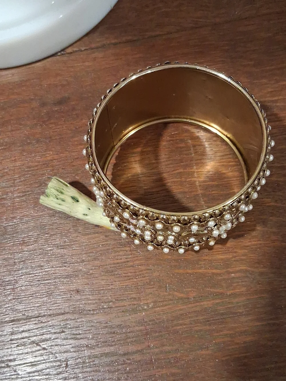 Goldtone Pearl-Embellished Women's Bangle Bracelet